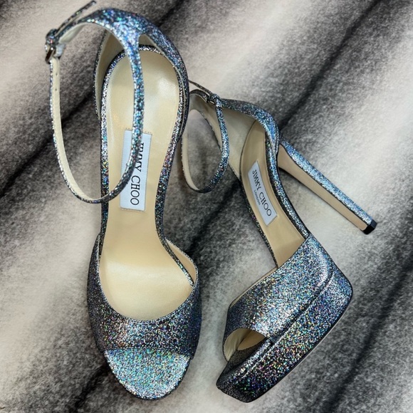 Jimmy Choo Shoes - Jimmy Choo Pattie 130 Multi Hologram Leather Platform Heels